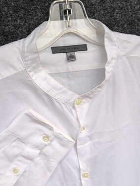 John Varvatos Dress Shirt Extra Large White Textured Honeycomb Mandarin Collar